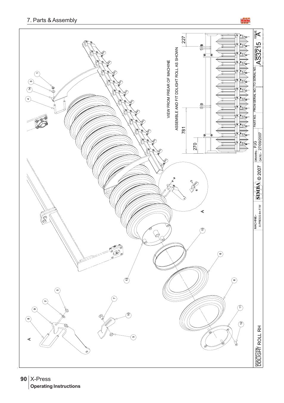 Aas 3215, X-press, 90 7. parts & assembly | Great Plains X-PresS 2008 Assembly Instructions User Manual | Page 56 / 72