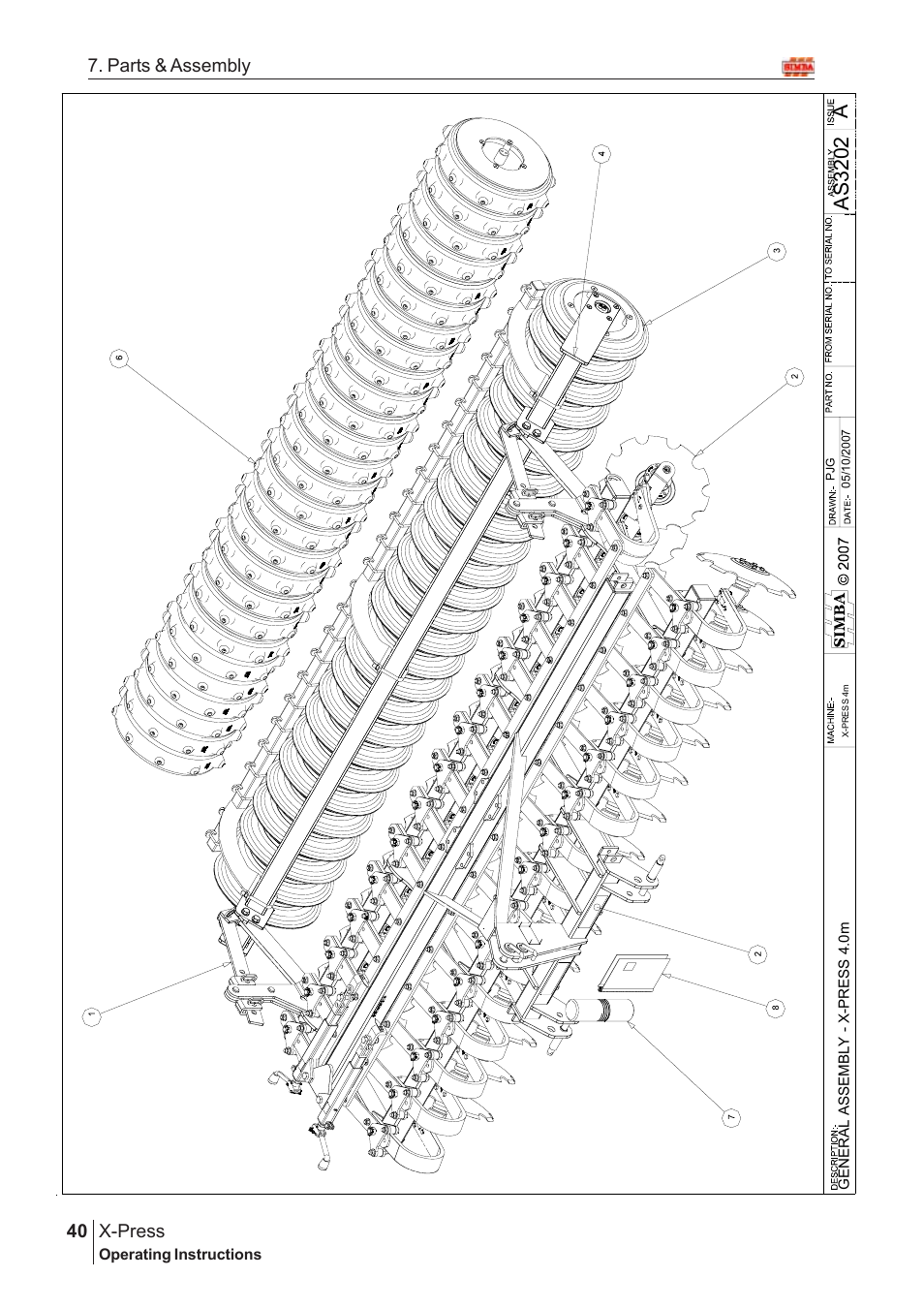 Aas 3202, X-press, 40 7. parts & assembly | Great Plains X-PresS 2008 Assembly Instructions User Manual | Page 6 / 72