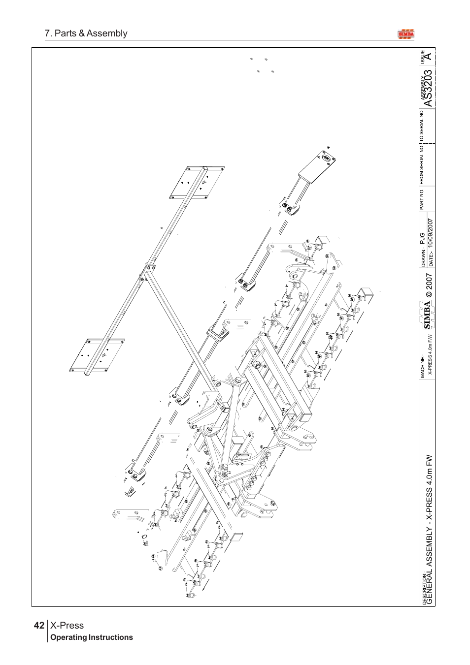 Aas 3203, X-press, 42 7. parts & assembly | Great Plains X-PresS 2008 Assembly Instructions User Manual | Page 8 / 72