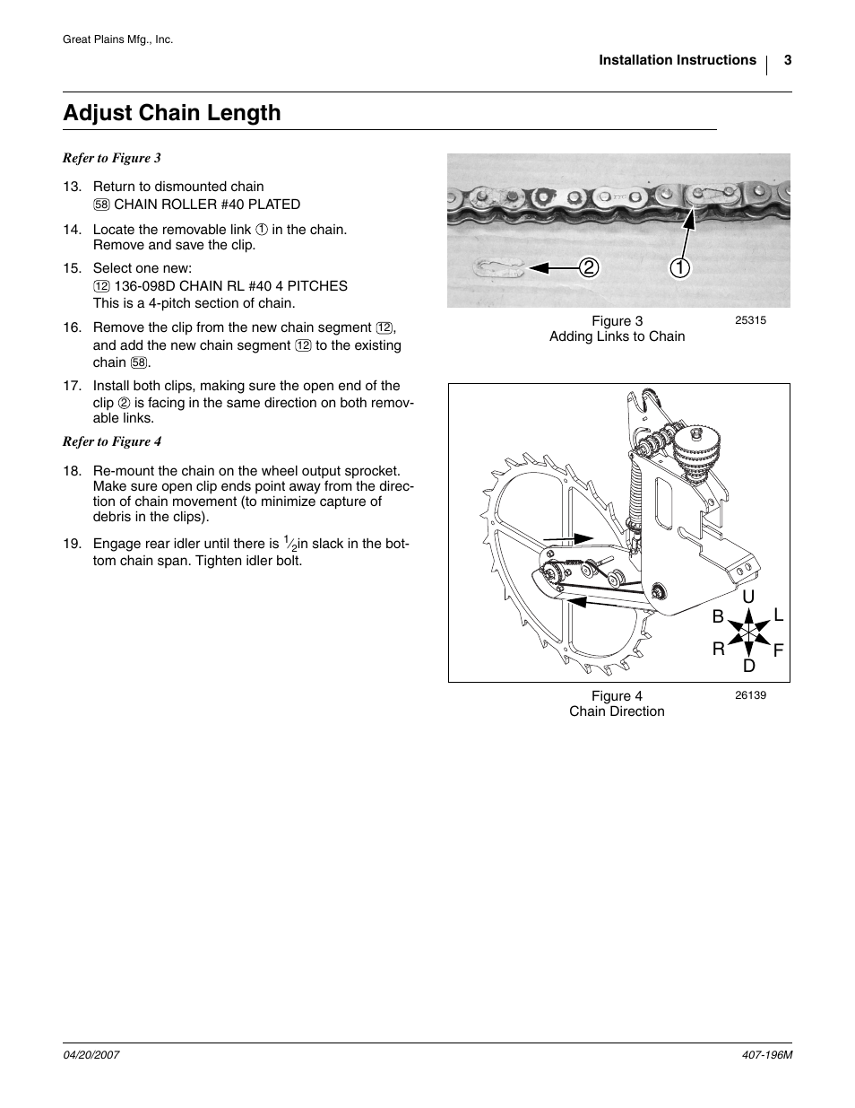 Adjust chain length | Great Plains YP Fertilizer Ground Drive Update Kit User Manual | Page 3 / 8