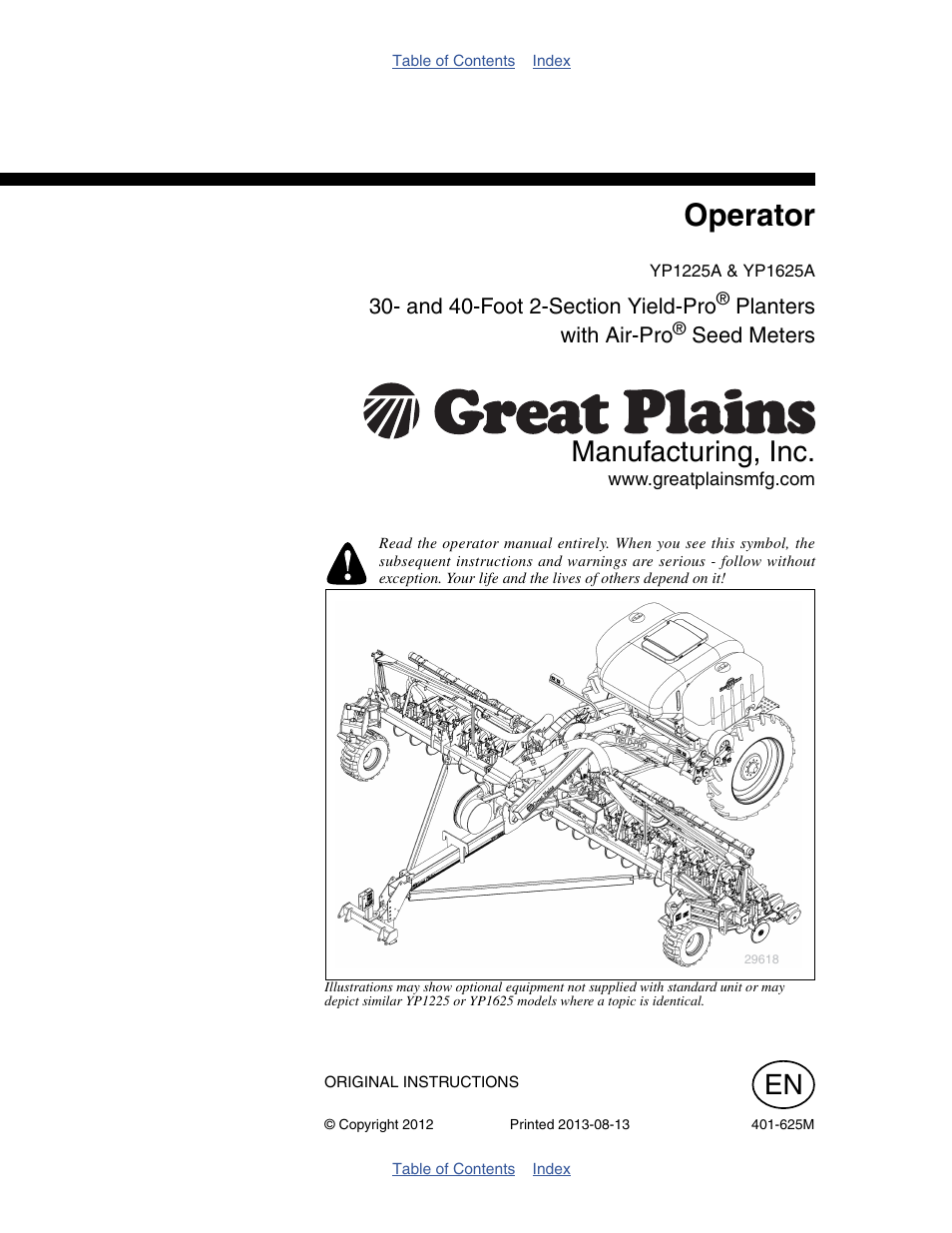 Great Plains YP1625A Operator Manual User Manual | 172 pages