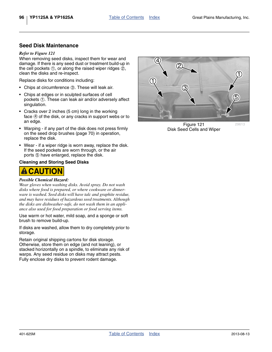 Seed disk maintenance, Cleaning and storing seed disks | Great Plains YP1625A Operator Manual User Manual | Page 100 / 172