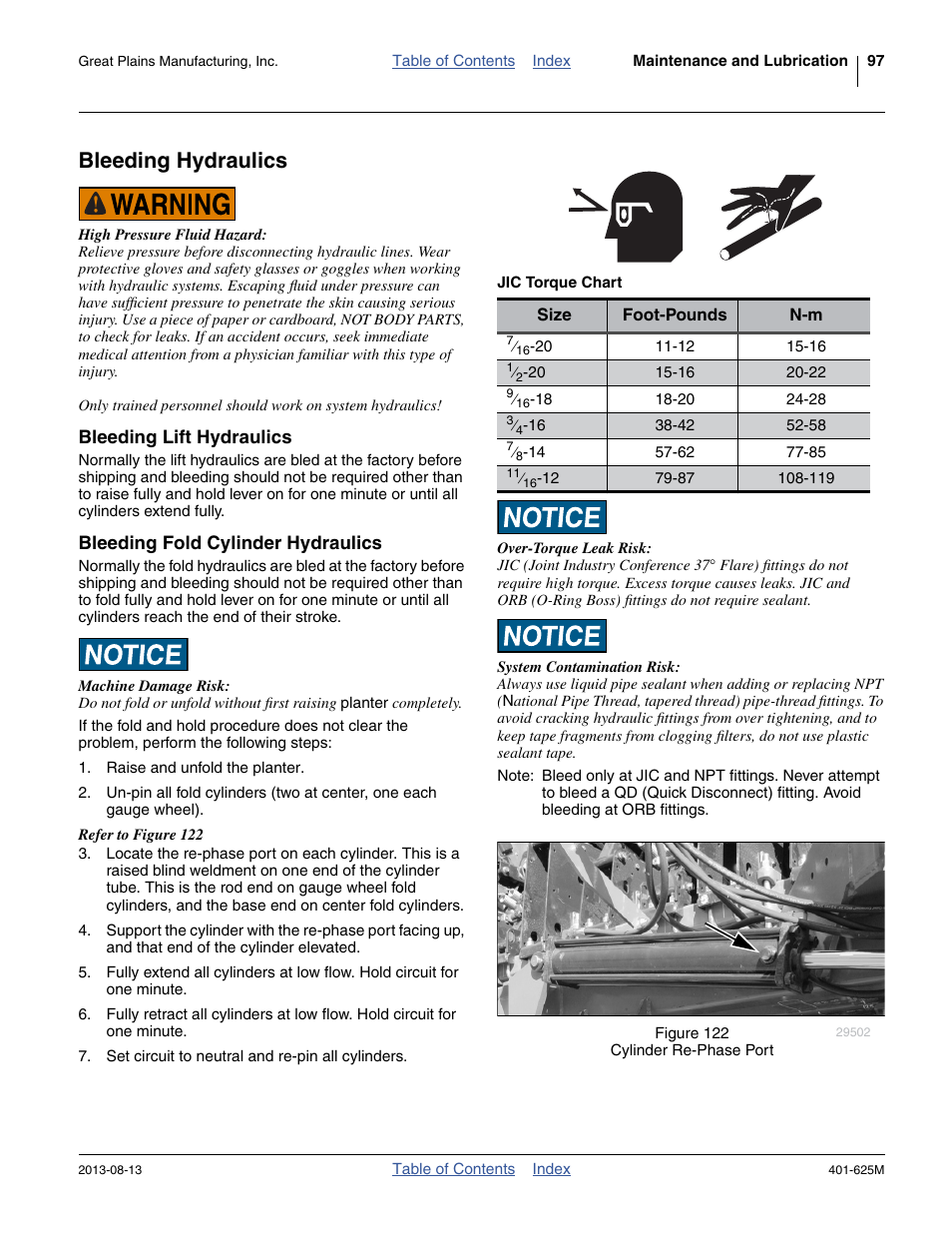 Bleeding hydraulics, Bleeding lift hydraulics, Bleeding fold cylinder hydraulics | Great Plains YP1625A Operator Manual User Manual | Page 101 / 172