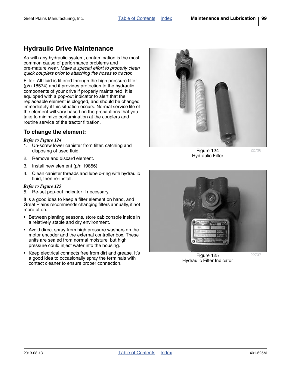 Hydraulic drive maintenance, To change the element | Great Plains YP1625A Operator Manual User Manual | Page 103 / 172