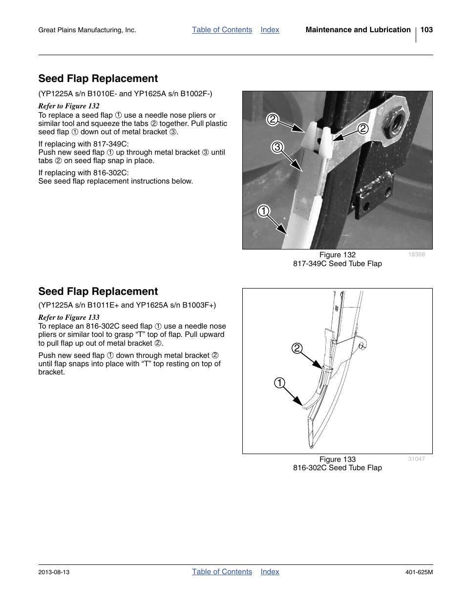 Seed flap replacement | Great Plains YP1625A Operator Manual User Manual | Page 107 / 172