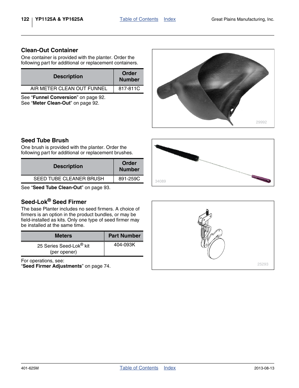 Clean-out container, Seed tube brush, Seed-lok® seed firmer | Great Plains YP1625A Operator Manual User Manual | Page 126 / 172
