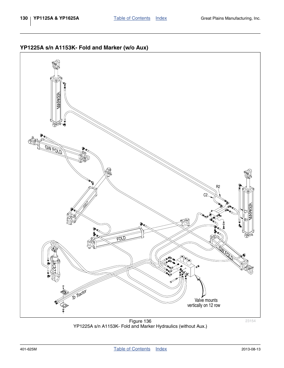 Yp1225a s/n a1153k- fold and marker (w/o aux) | Great Plains YP1625A Operator Manual User Manual | Page 134 / 172