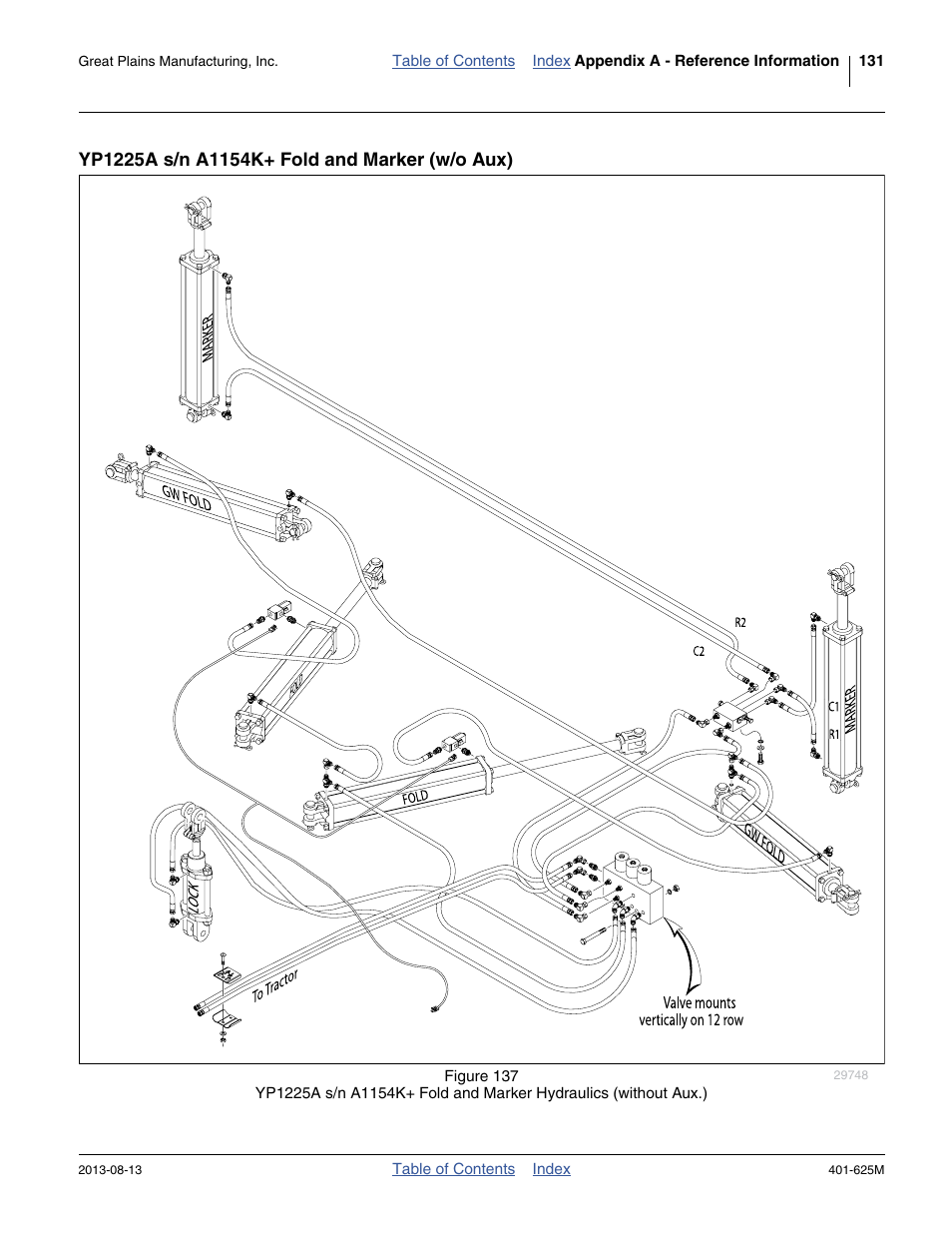 Yp1225a s/n a1154k+ fold and marker (w/o aux) | Great Plains YP1625A Operator Manual User Manual | Page 135 / 172