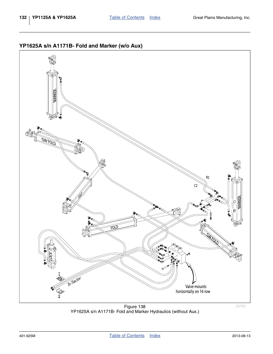 Yp1625a s/n a1171b- fold and marker (w/o aux) | Great Plains YP1625A Operator Manual User Manual | Page 136 / 172
