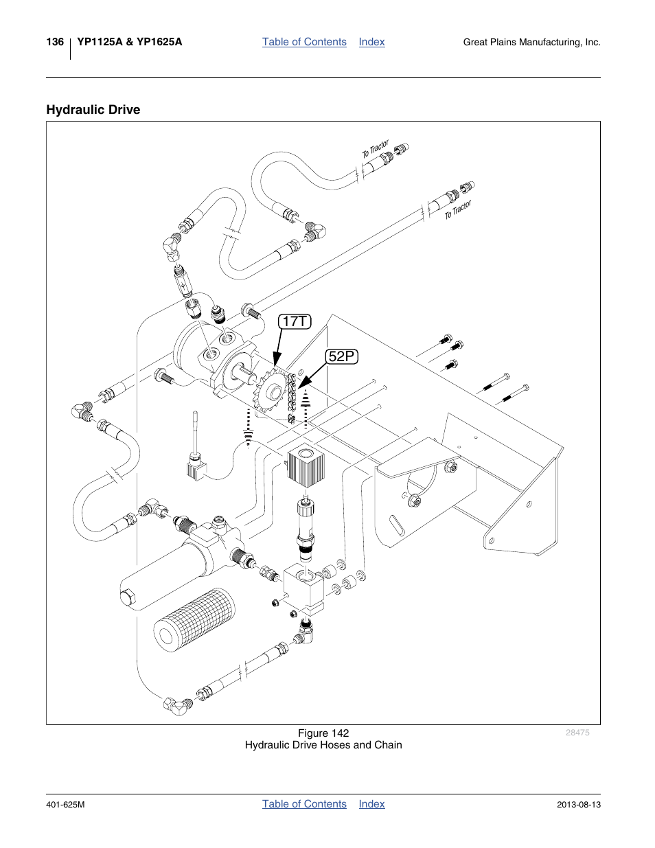 Hydraulic drive, 17t 52p | Great Plains YP1625A Operator Manual User Manual | Page 140 / 172