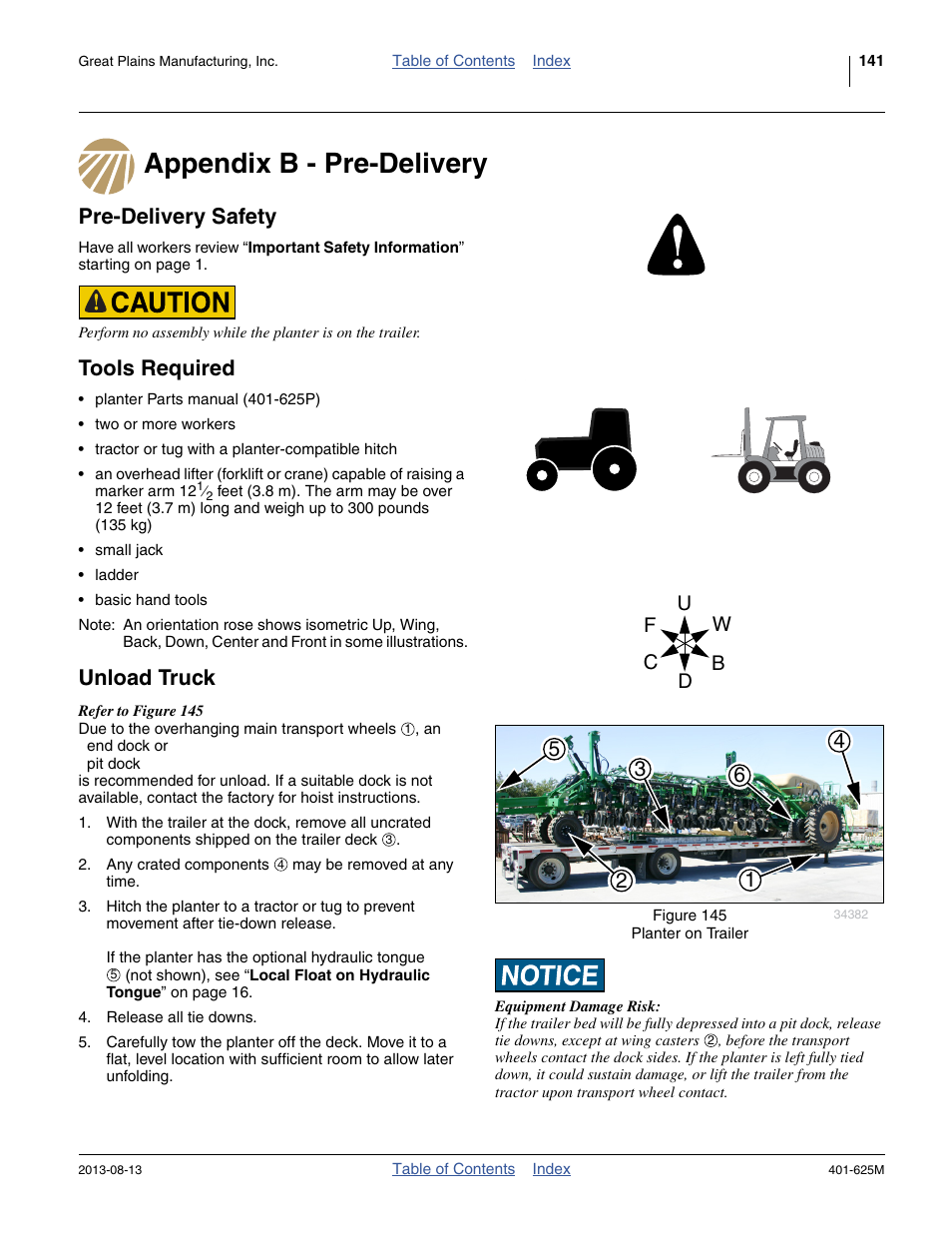 Appendix b - pre-delivery, Pre-delivery safety, Tools required | Unload truck | Great Plains YP1625A Operator Manual User Manual | Page 145 / 172