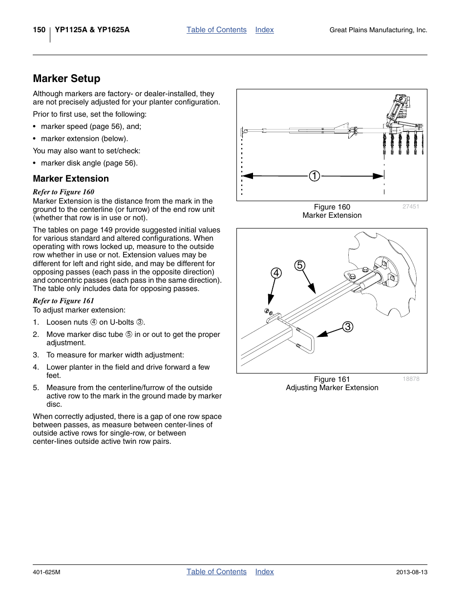 Marker setup, Marker extension | Great Plains YP1625A Operator Manual User Manual | Page 154 / 172