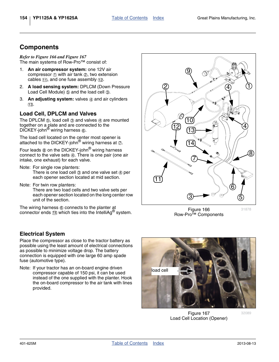 Components, Load cell, dplcm and valves, Electrical system | Great Plains YP1625A Operator Manual User Manual | Page 158 / 172