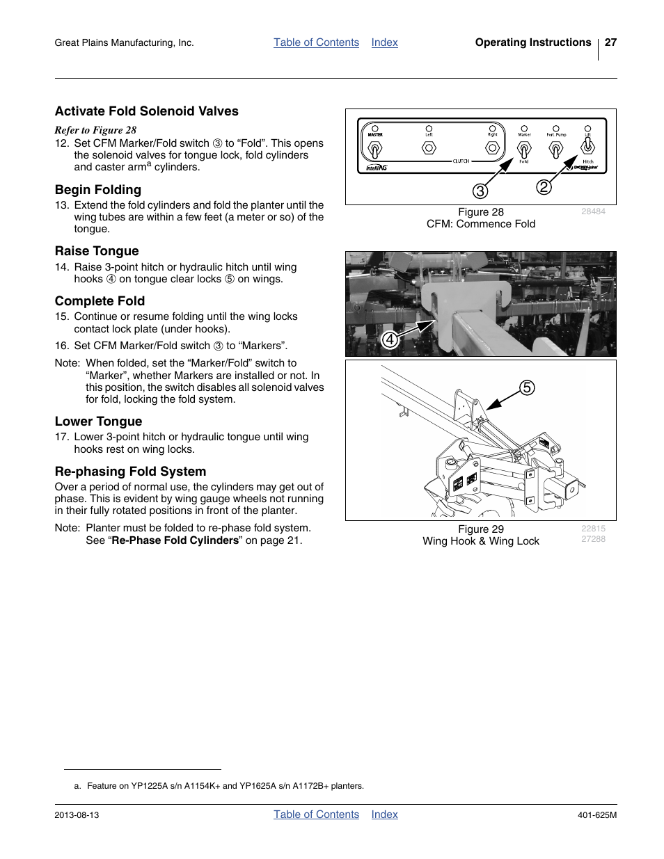 Activate fold solenoid valves, Begin folding, Raise tongue | Complete fold, Lower tongue, Re-phasing fold system | Great Plains YP1625A Operator Manual User Manual | Page 31 / 172