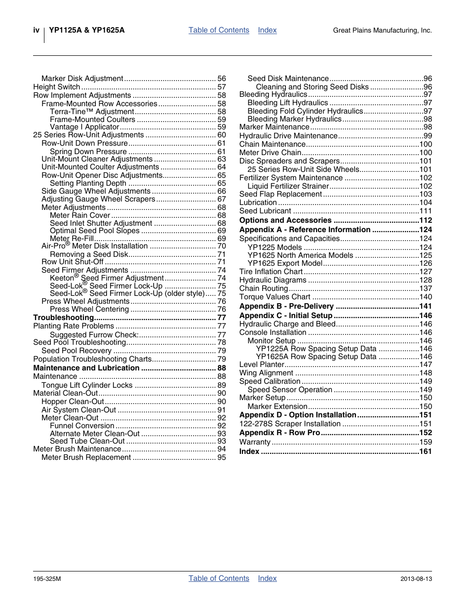Great Plains YP1625A Operator Manual User Manual | Page 4 / 172