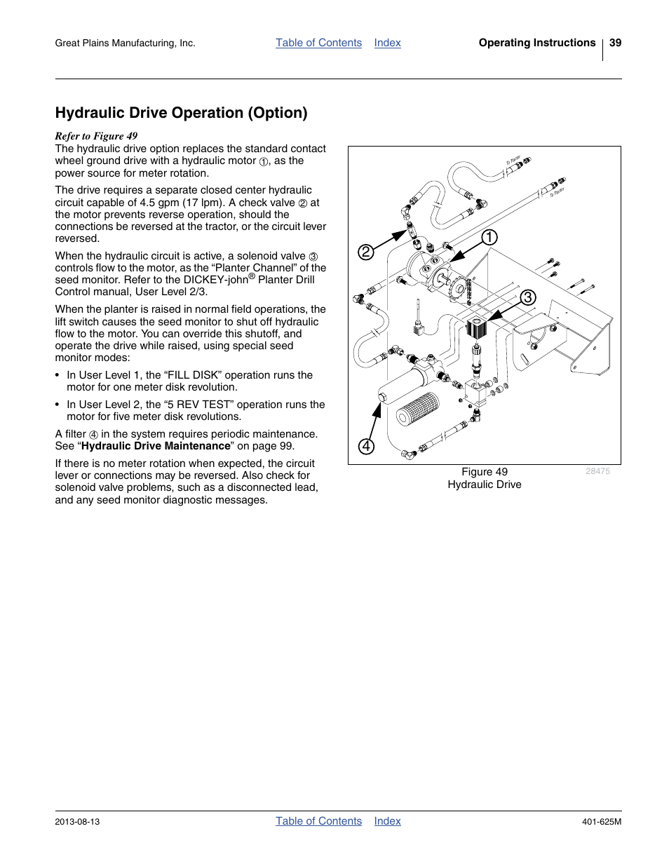 Hydraulic drive operation (option) | Great Plains YP1625A Operator Manual User Manual | Page 43 / 172