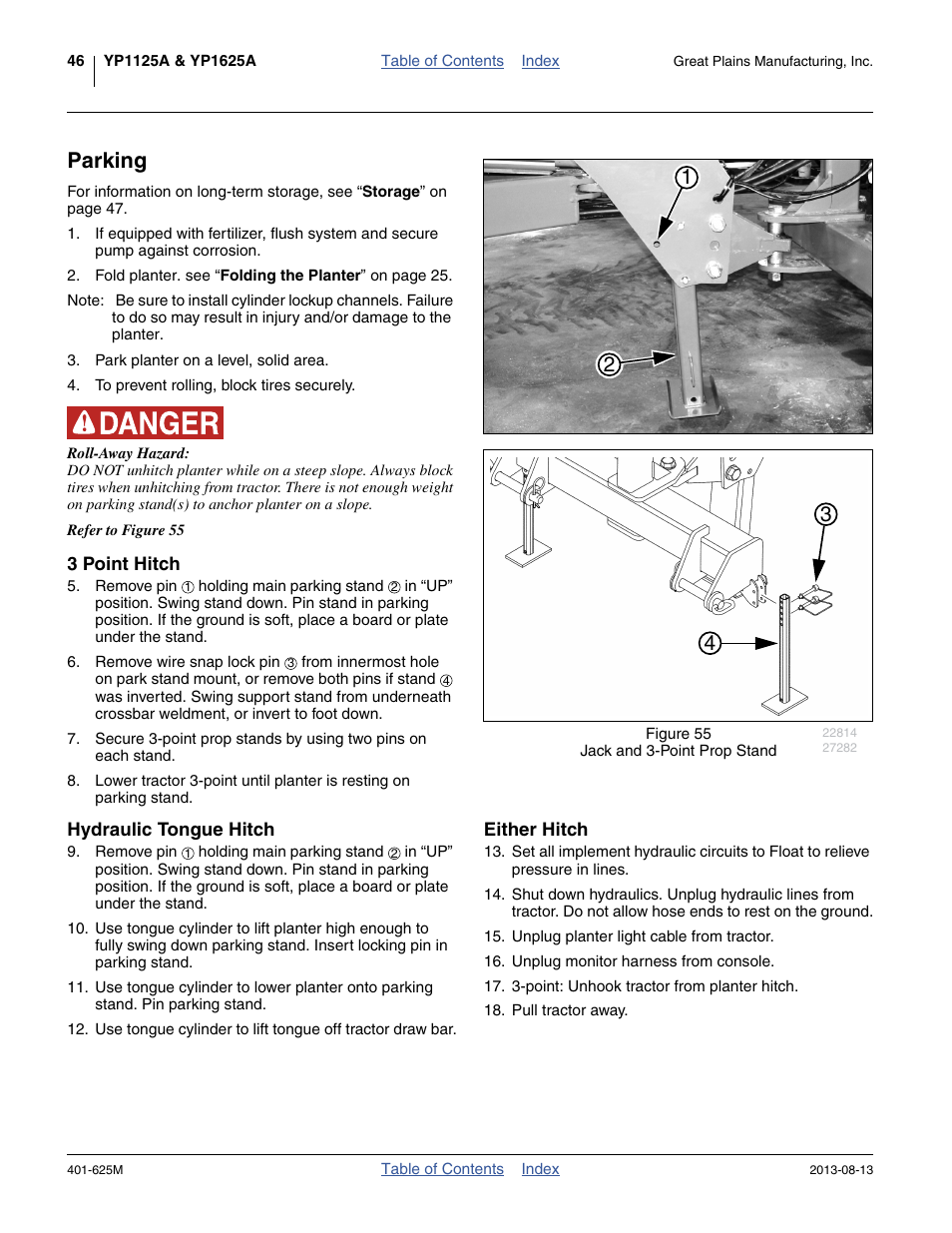 Parking, 3 point hitch | Great Plains YP1625A Operator Manual User Manual | Page 50 / 172