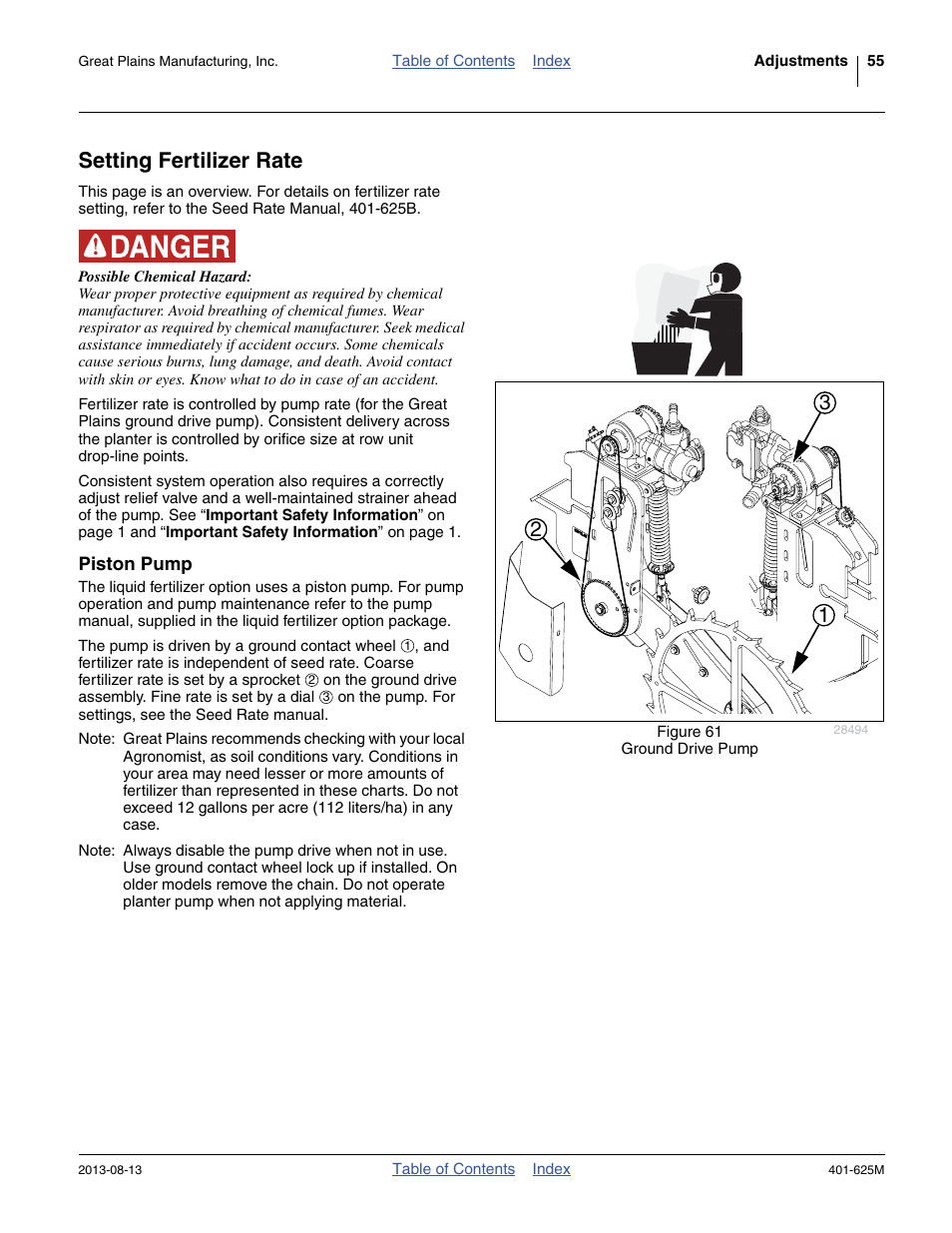 Setting fertilizer rate, Piston pump | Great Plains YP1625A Operator Manual User Manual | Page 59 / 172