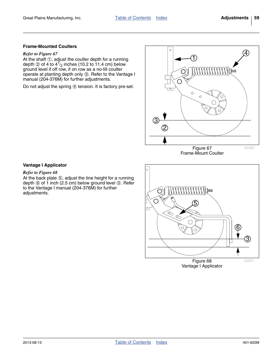Frame-mounted coulters, Vantage i applicator, Frame-mounted coulters vantage i applicator | Great Plains YP1625A Operator Manual User Manual | Page 63 / 172