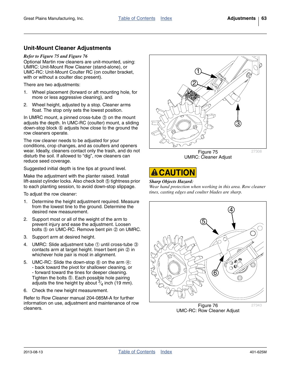 Unit-mount cleaner adjustments | Great Plains YP1625A Operator Manual User Manual | Page 67 / 172