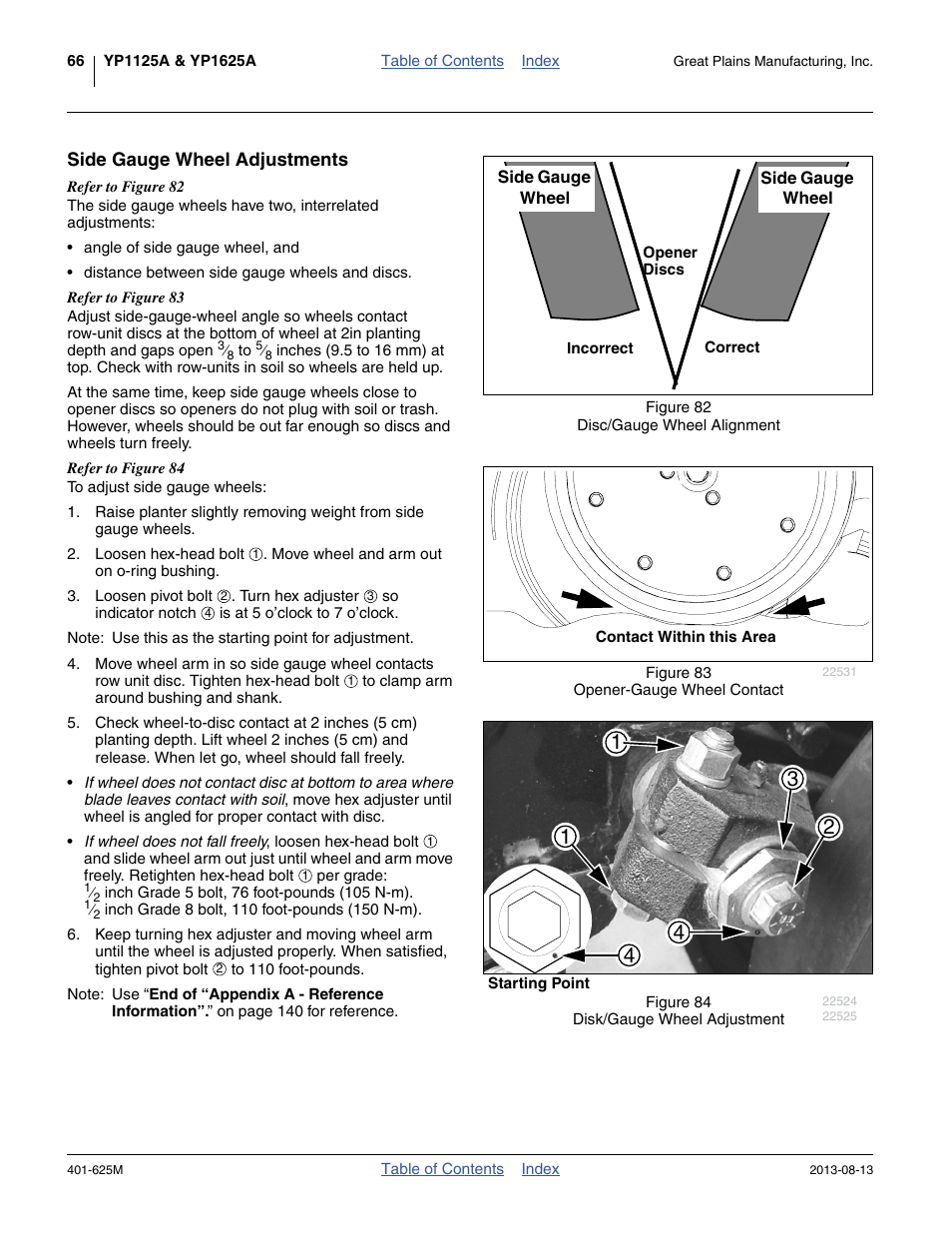 Side gauge wheel adjustments | Great Plains YP1625A Operator Manual User Manual | Page 70 / 172