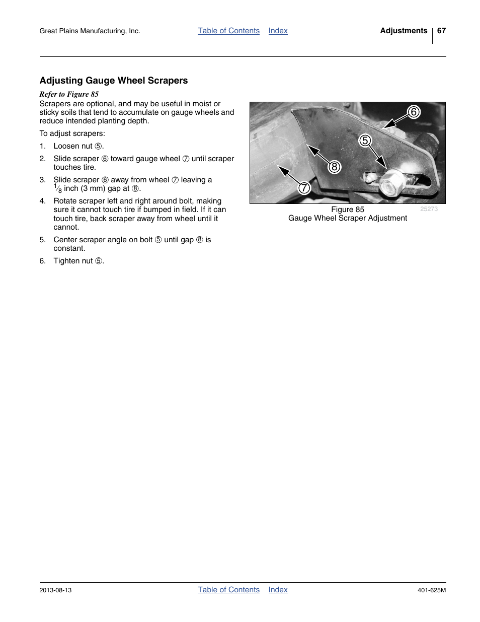 Adjusting gauge wheel scrapers | Great Plains YP1625A Operator Manual User Manual | Page 71 / 172