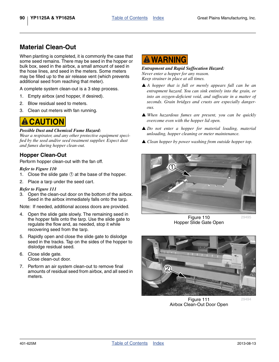 Material clean-out, Hopper clean-out | Great Plains YP1625A Operator Manual User Manual | Page 94 / 172