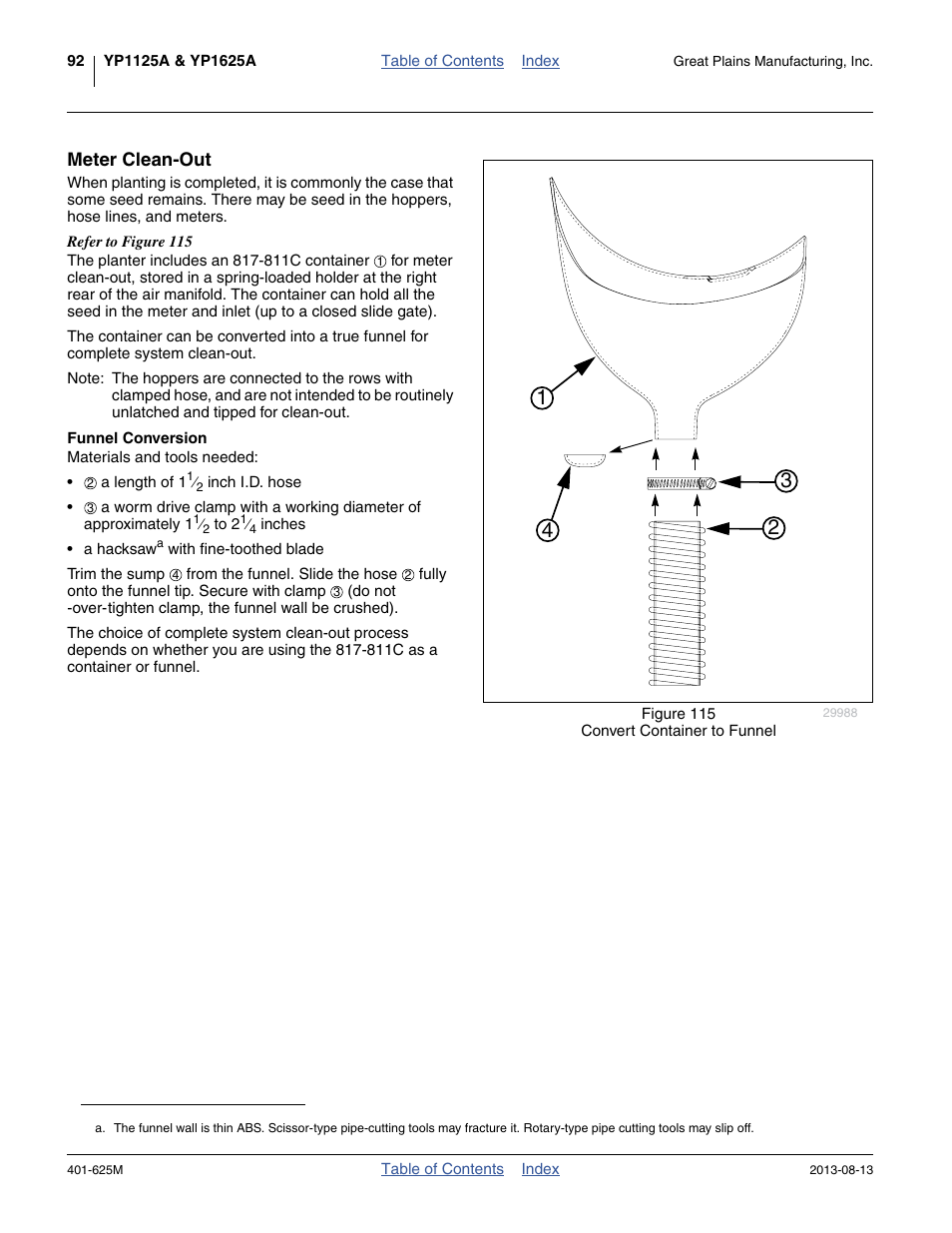 Meter clean-out, Funnel conversion | Great Plains YP1625A Operator Manual User Manual | Page 96 / 172