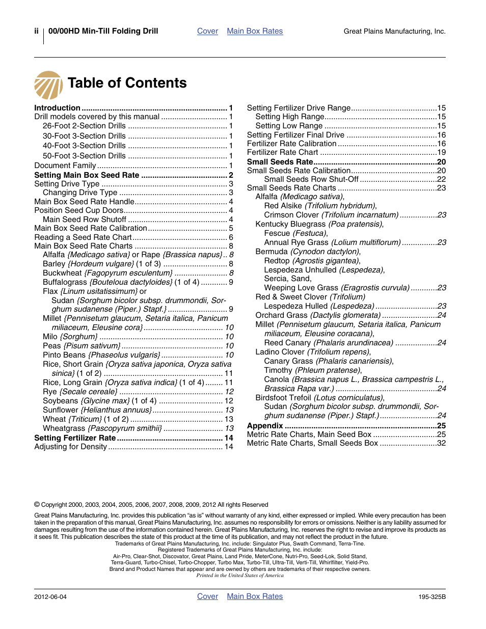 Great Plains 3S-5000HDF Material Rate User Manual | Page 2 / 36