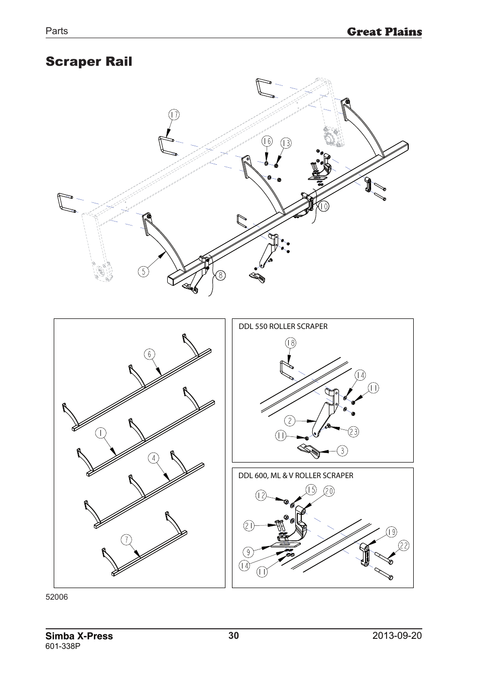 Scraper rail | Great Plains Simba X-Press Parts Manual User Manual | Page 30 / 48
