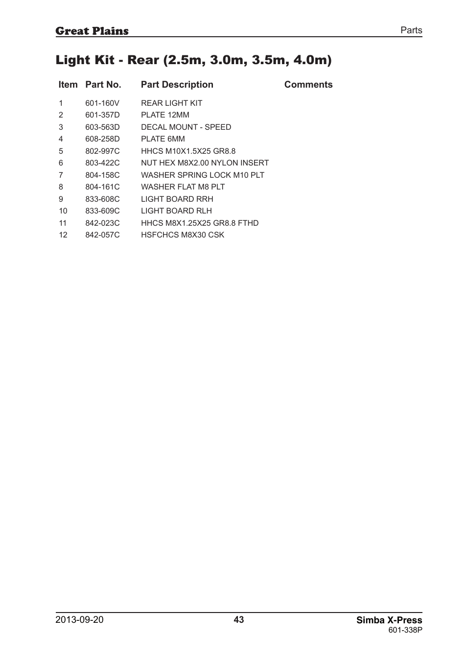 Great Plains Simba X-Press Parts Manual User Manual | Page 43 / 48