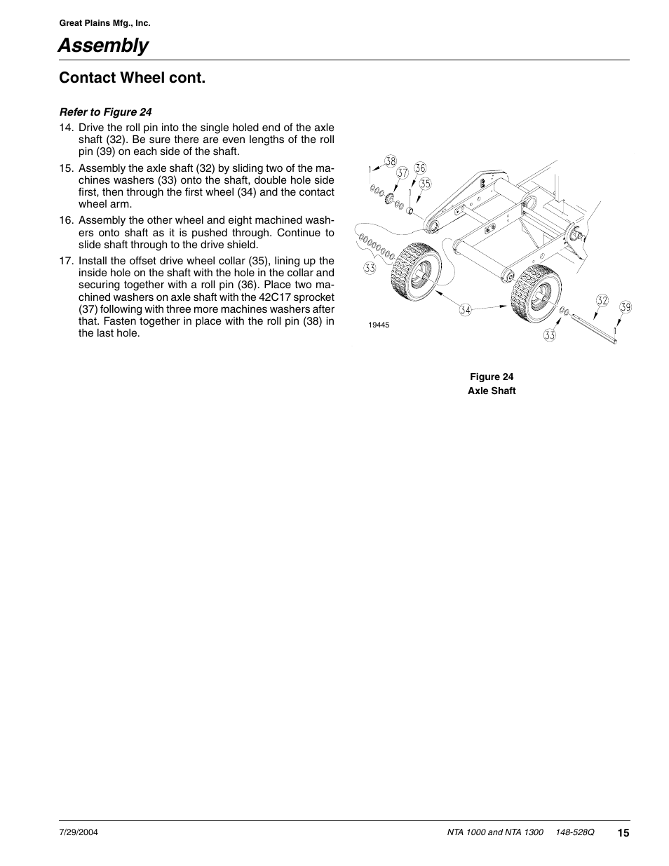 Assembly, Contact wheel cont | Great Plains NTA1300 Predelivery Manual User Manual | Page 17 / 37