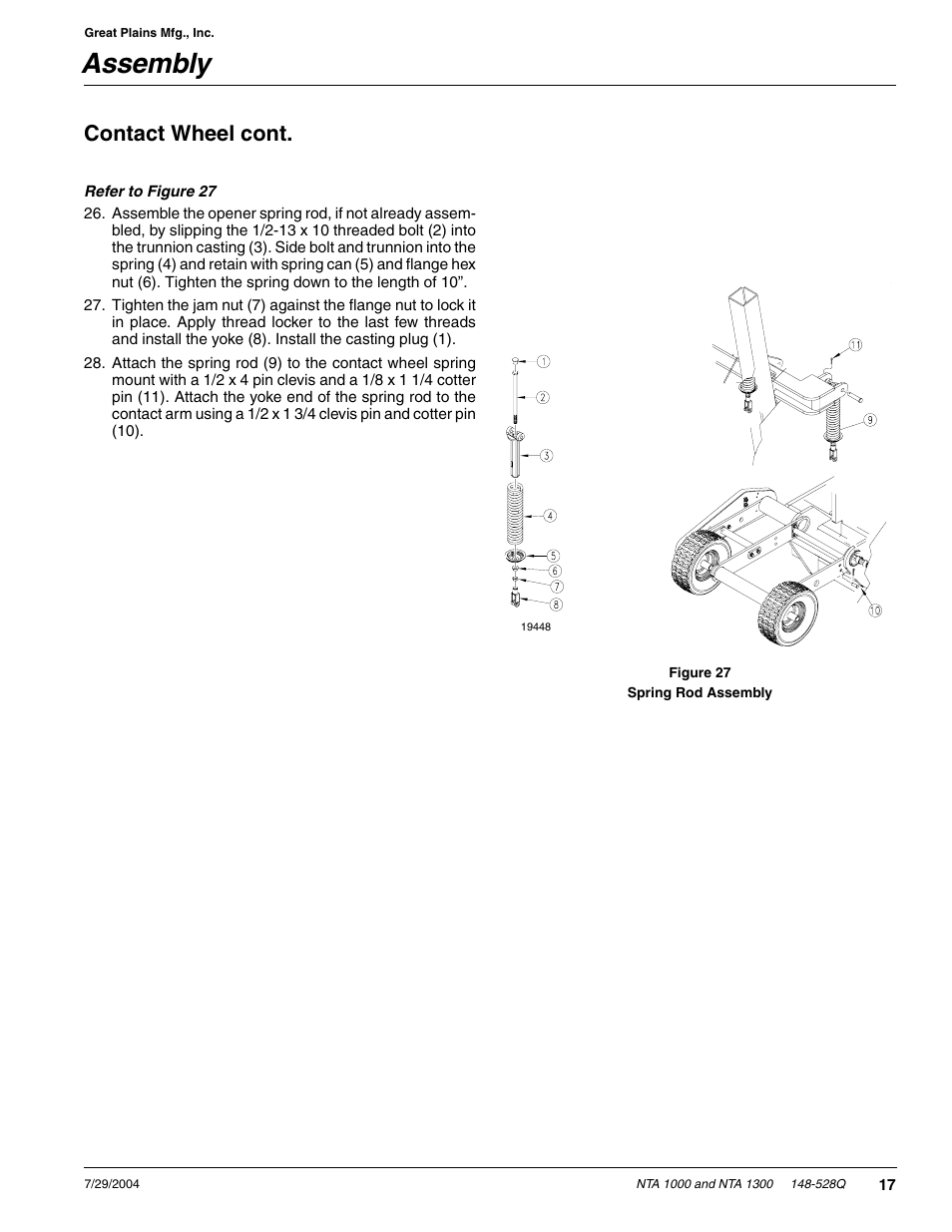 Assembly, Contact wheel cont | Great Plains NTA1300 Predelivery Manual User Manual | Page 19 / 37