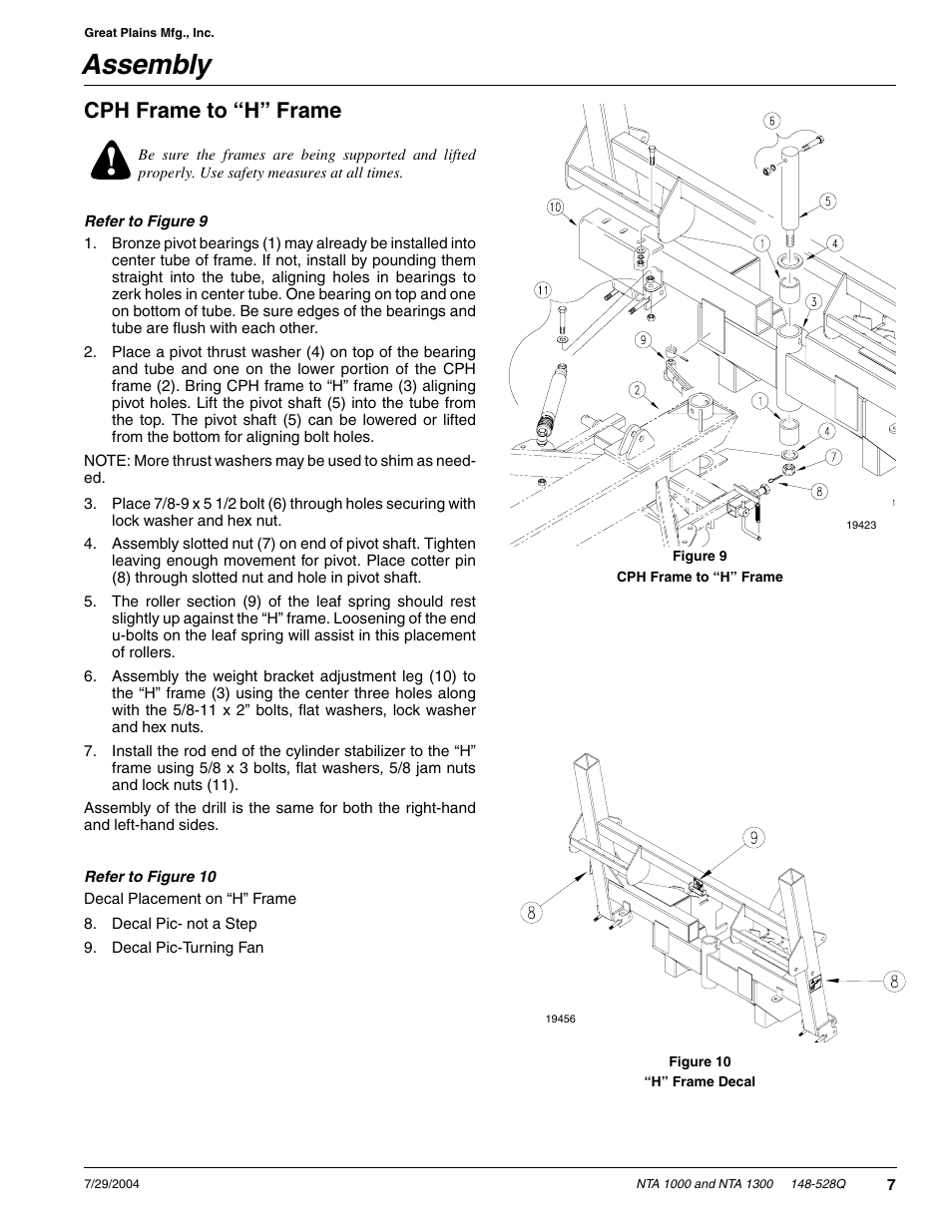 Assembly, Cph frame to “h” frame | Great Plains NTA1300 Predelivery Manual User Manual | Page 9 / 37