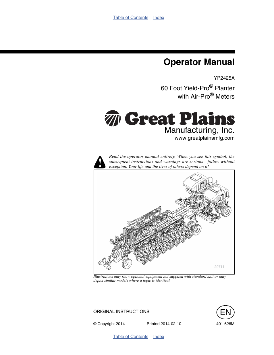 Great Plains YP2425A Operator Manual User Manual | 172 pages