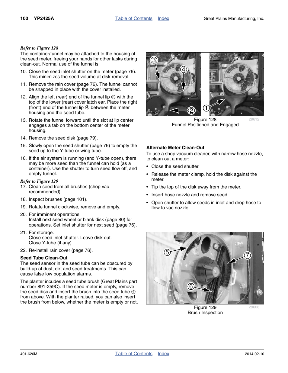 Alternate meter clean-out, Seed tube clean-out, Alternate meter clean-out seed tube clean-out | Great Plains YP2425A Operator Manual User Manual | Page 104 / 172