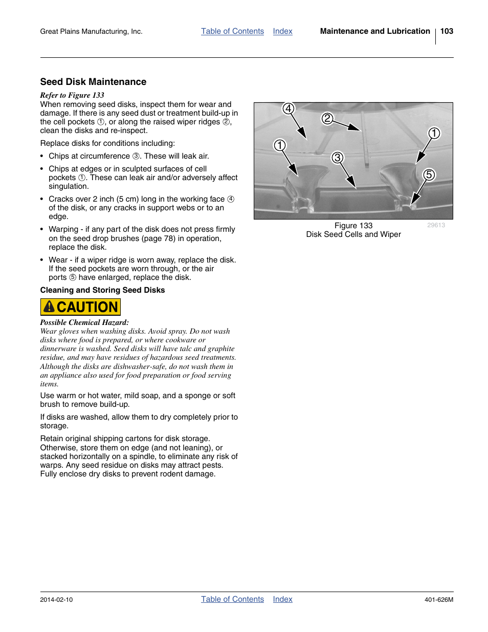 Seed disk maintenance, Cleaning and storing seed disks | Great Plains YP2425A Operator Manual User Manual | Page 107 / 172