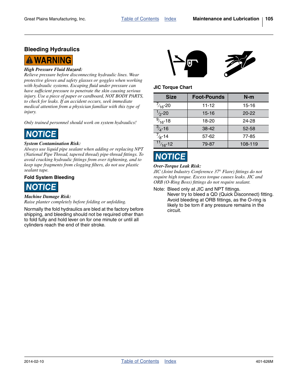 Bleeding hydraulics, Fold system bleeding | Great Plains YP2425A Operator Manual User Manual | Page 109 / 172