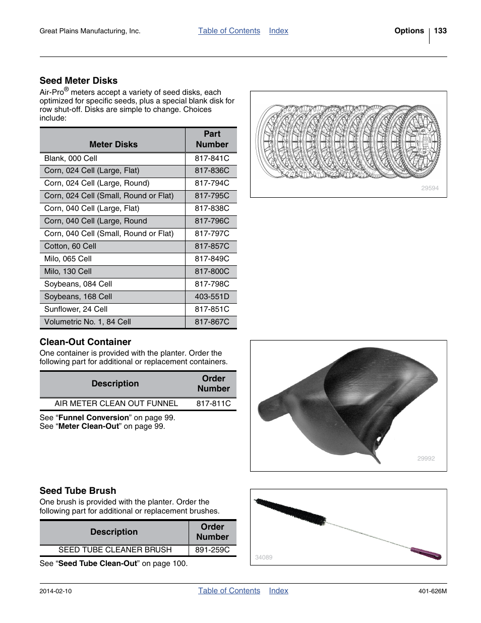 Seed meter disks, Clean-out container, Seed tube brush | Great Plains YP2425A Operator Manual User Manual | Page 137 / 172
