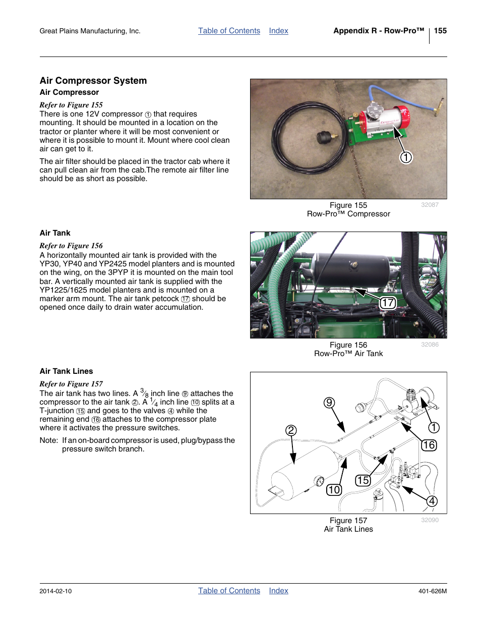 Air compressor system, Air compressor, Air tank | Great Plains YP2425A Operator Manual User Manual | Page 159 / 172