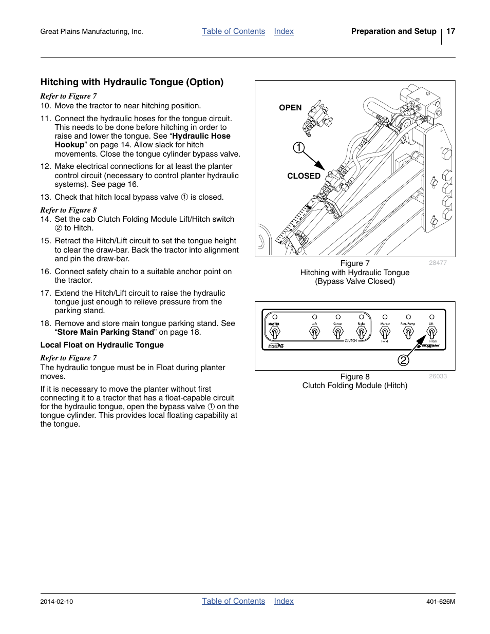 Hitching with hydraulic tongue (option), Local float on hydraulic tongue | Great Plains YP2425A Operator Manual User Manual | Page 21 / 172