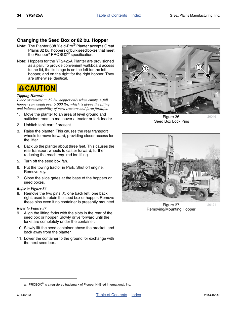 Changing the seed box or 82 bu. hopper | Great Plains YP2425A Operator Manual User Manual | Page 38 / 172