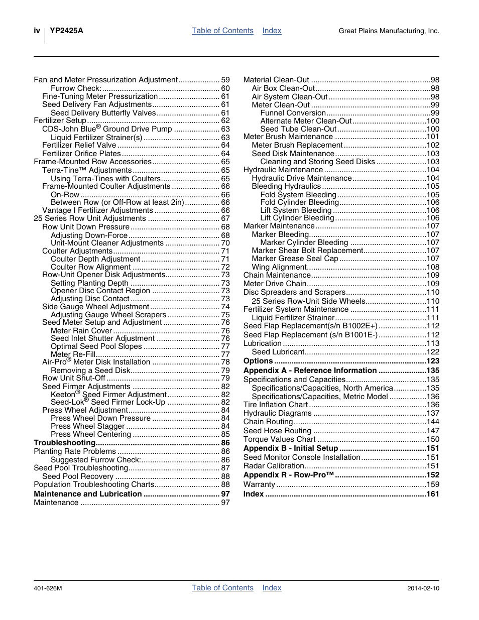 Great Plains YP2425A Operator Manual User Manual | Page 4 / 172