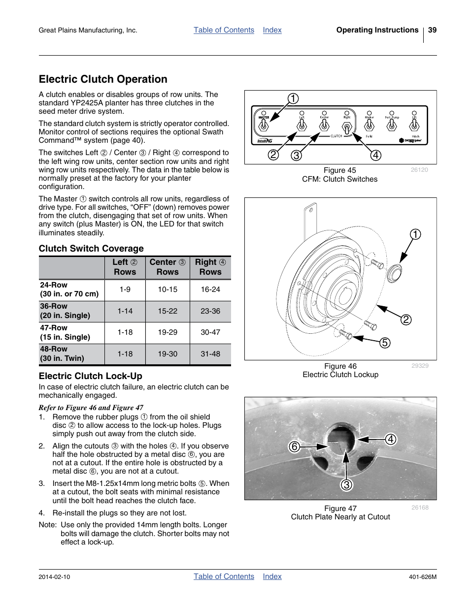 Electric clutch operation, Clutch switch coverage, Electric clutch lock-up | Clutch switch coverage electric clutch lock-up | Great Plains YP2425A Operator Manual User Manual | Page 43 / 172