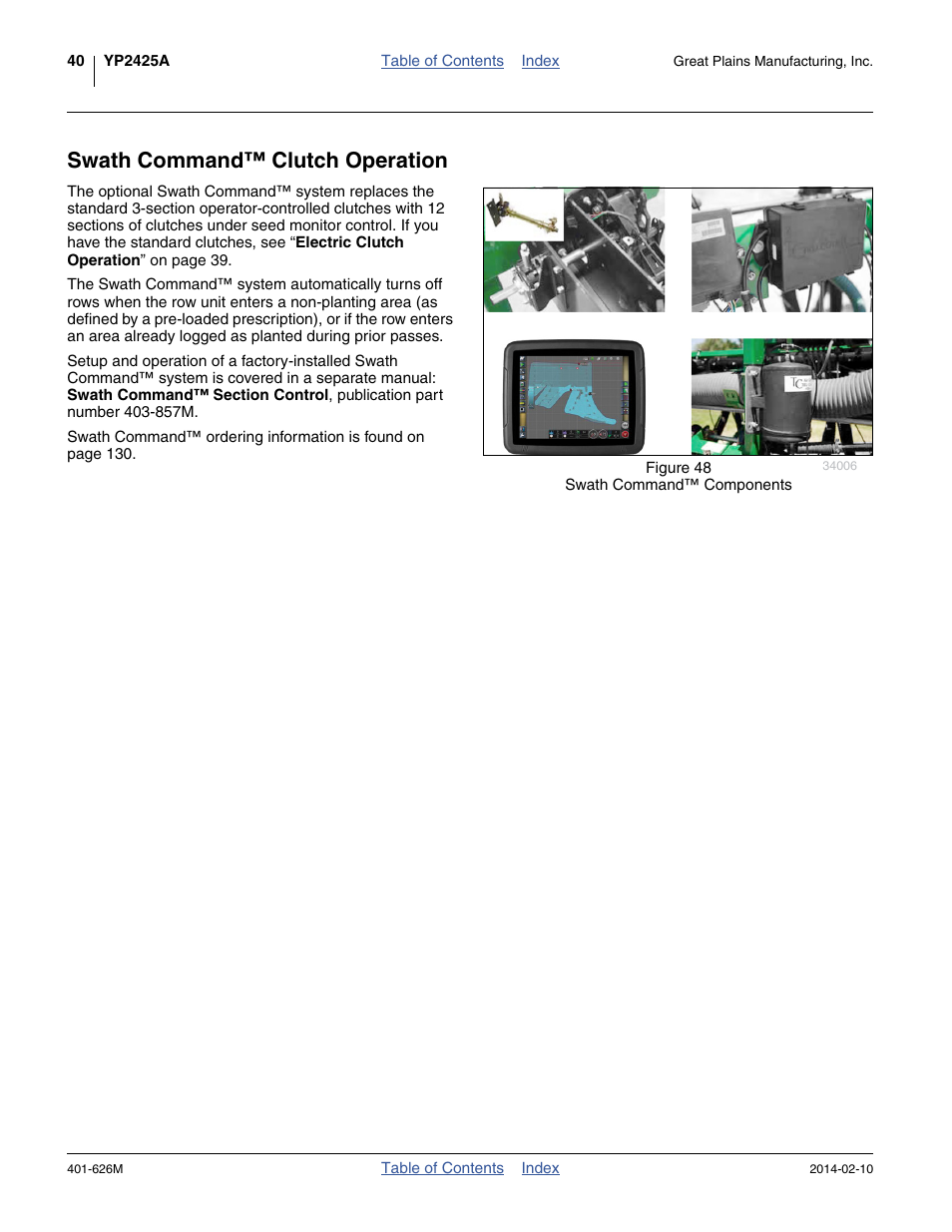 Swath command™ clutch operation | Great Plains YP2425A Operator Manual User Manual | Page 44 / 172