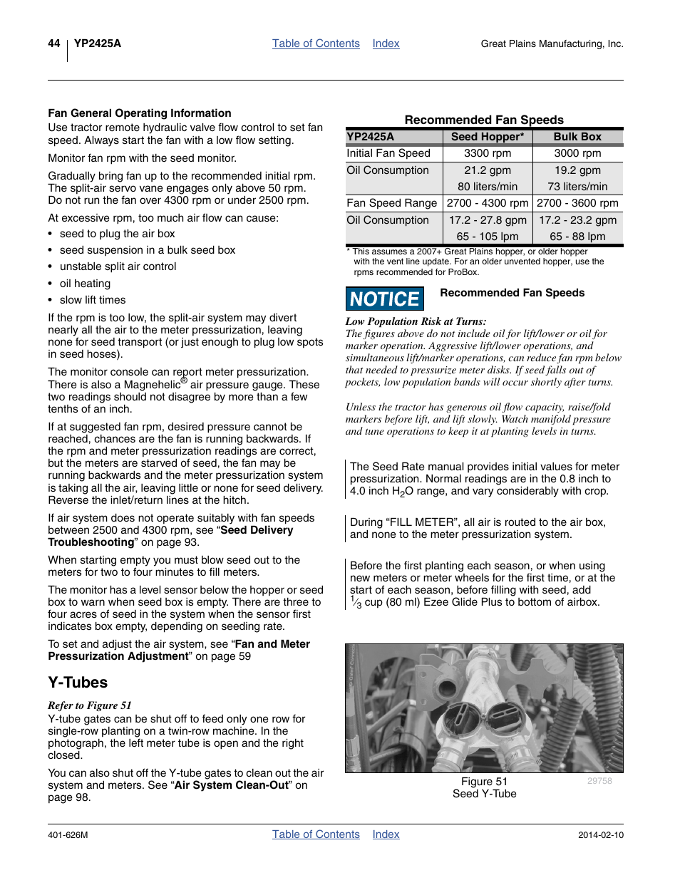 Fan general operating information, Y-tubes | Great Plains YP2425A Operator Manual User Manual | Page 48 / 172