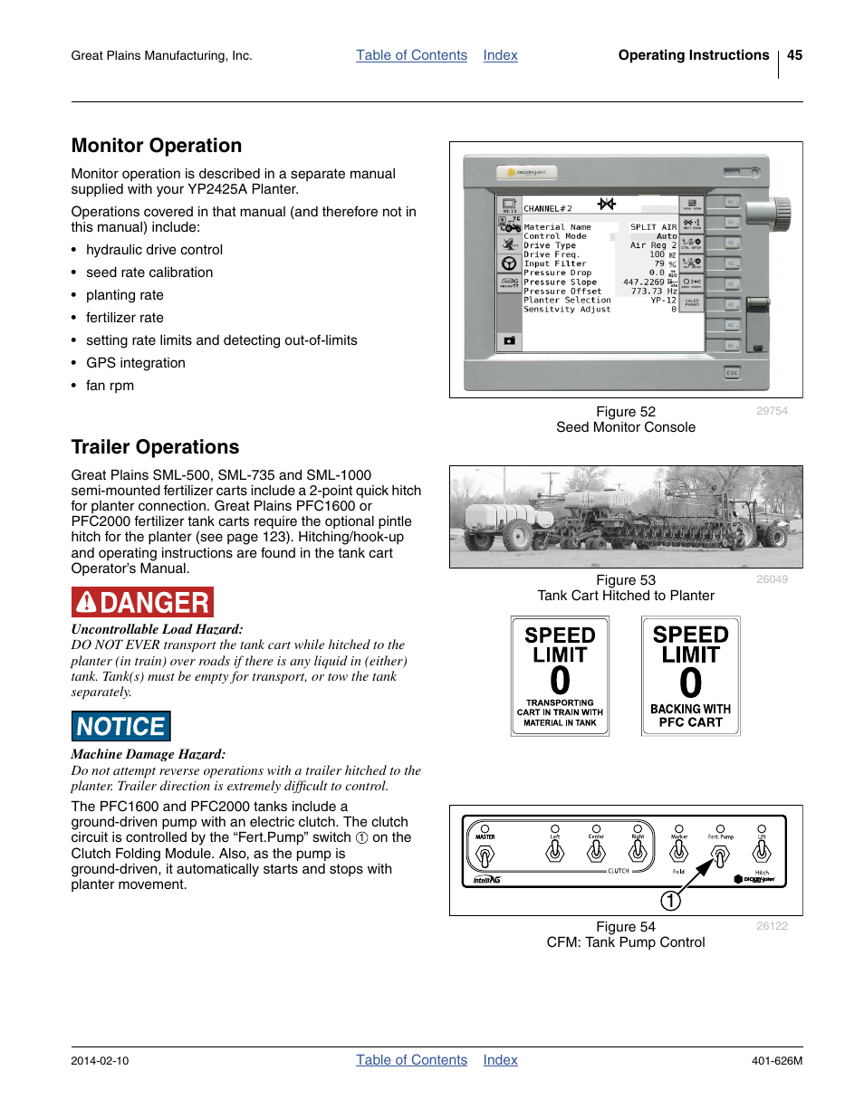 Monitor operation, Trailer operations, Monitor operation trailer operations | Great Plains YP2425A Operator Manual User Manual | Page 49 / 172