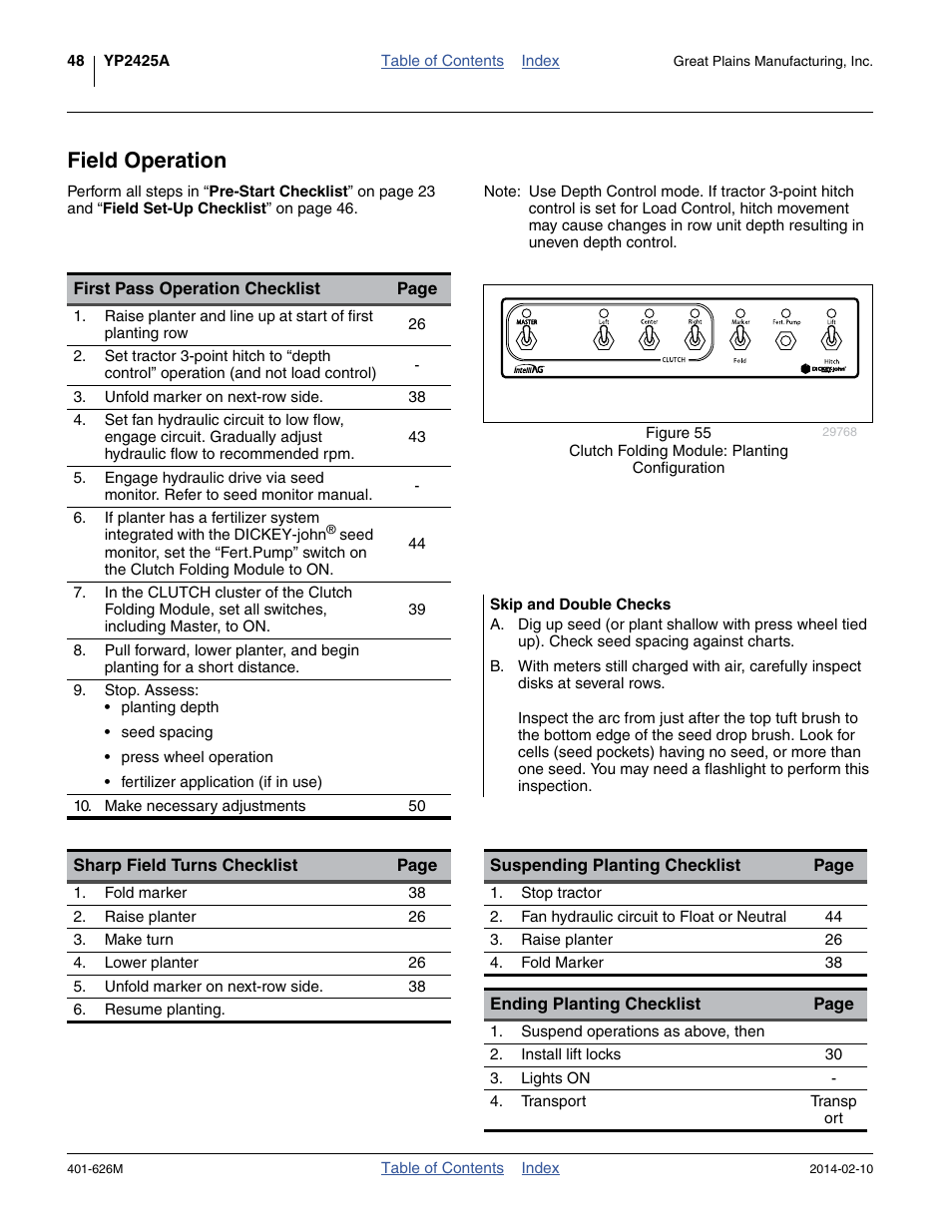 Field operation, Skip and double checks | Great Plains YP2425A Operator Manual User Manual | Page 52 / 172