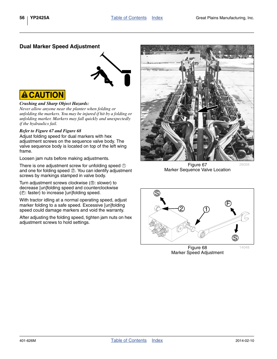 Dual marker speed adjustment, 12 f s s | Great Plains YP2425A Operator Manual User Manual | Page 60 / 172