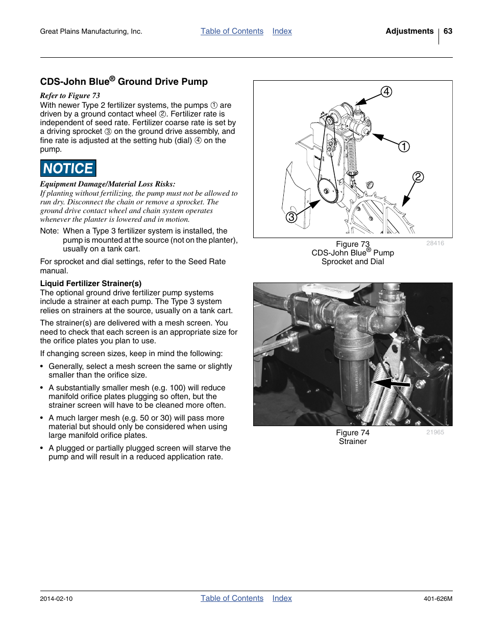 Cds-john blue® ground drive pump, Liquid fertilizer strainer(s), Cds-john blue | Great Plains YP2425A Operator Manual User Manual | Page 67 / 172